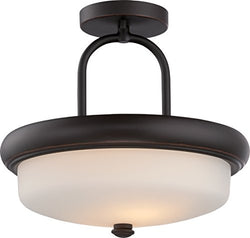 NUVO 62/414 Dylan - 2 Light Semi Flush with Etched Opal Glass - LED Omni Included