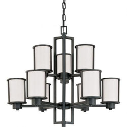 NUVO 60/2979 Odeon - 6 + 3 Light Chandelier with Satin White Glass