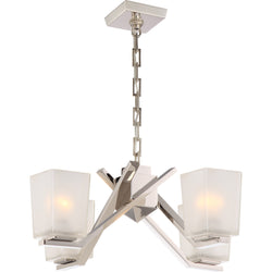 NUVO 60/5091 Timone - 4 Light Pendant with Etched Sandstone Glass; Polished Nickel Finish