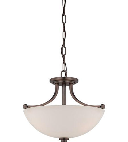 NUVO 60/5117 Bentley - 3 Light Semi Flush with Frosted Glass