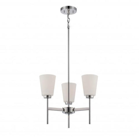 NUVO 60/5215 Benson - 3 Light Chandelier with Satin White Glass