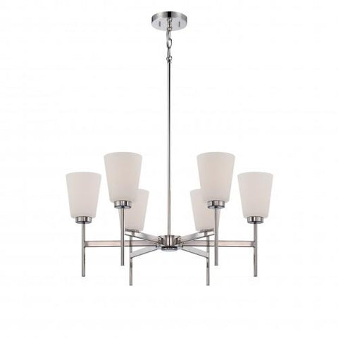 NUVO 60/5216 Benson - 6 Light Chandelier with Satin White Glass