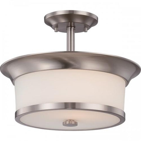 NUVO 60/5450 Mobili - 2 Light Semi Flush with Satin White Glass