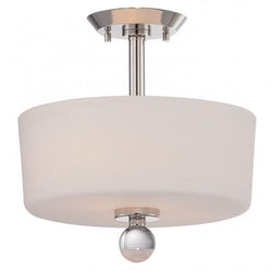 NUVO 60/5497 Connie - 2 Light Semi Flush with Satin White Glass