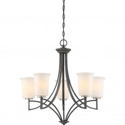 NUVO 60/6375 Chester - 5 Light Chandelier Fixture - Iron Black Finish