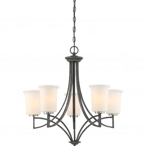 NUVO 60/6375 Chester - 5 Light Chandelier Fixture - Iron Black Finish