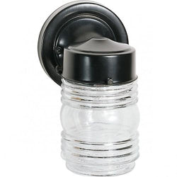 NUVO 62/1007 1 Light - LED Outdoor Mason Jar Wall Fixture - Black Finish - Clear Glass