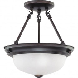 NUVO 62/1016 2 Light - LED 11" Semi-Flush Fixture - Mahogany Bronze Finish - Frosted Glass - Lamps Included