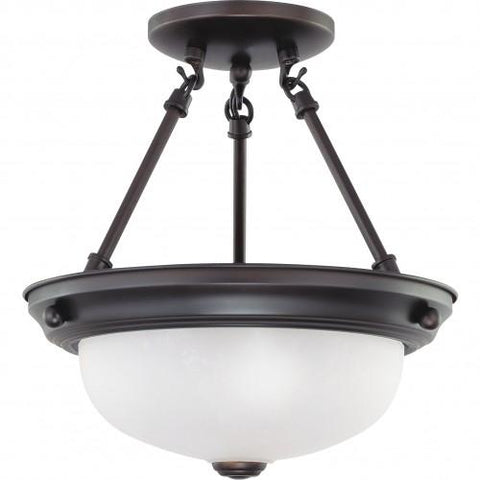 NUVO 62/1016 2 Light - LED 11" Semi-Flush Fixture - Mahogany Bronze Finish - Frosted Glass - Lamps Included