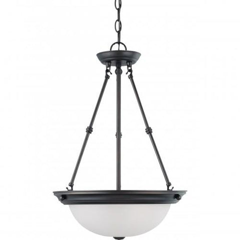 NUVO 62/1017 3 Light - LED 15" Pendant - Mahogany Bronze Finish - Frosted Glass - Lamps Included