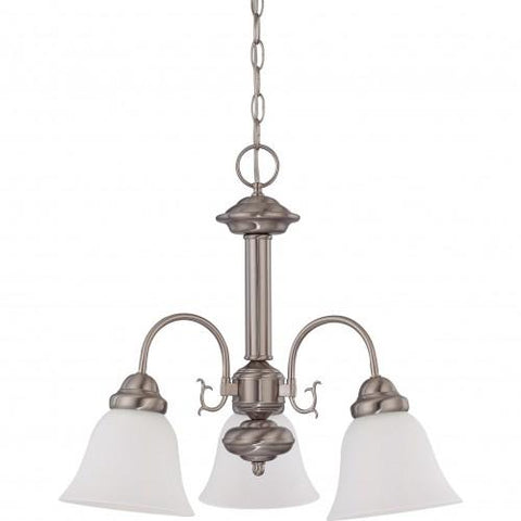 NUVO 62/1113 3 Light - Ballerina LED Chandelier - Brushed Nickel Finish - Frosted Glass - Lamps Included