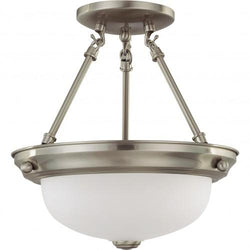 NUVO 62/1116 2 Light - LED 11" Semi-Flush Fixture - Brushed Nickel Finish - Frosted Glass - Lamps Included