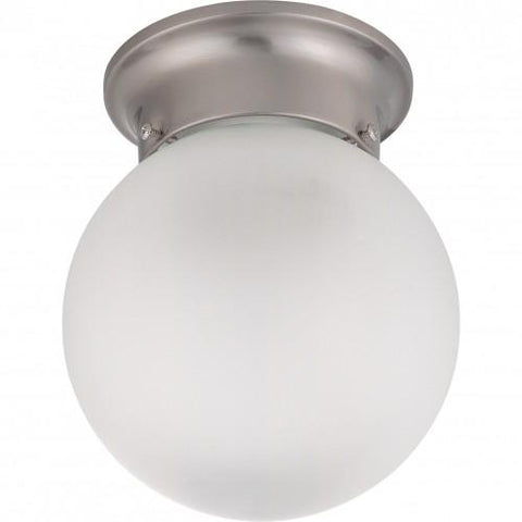 NUVO 62/1118 1 Light - LED 6" Ball Flush Fixture - Brushed Nickel Finish - Frosted Glass - Lamp Included