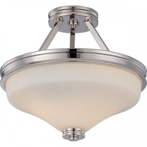 NUVO 62/424 Cody - 2 Light Semi Flush with Satin White Glass - LED Omni Included