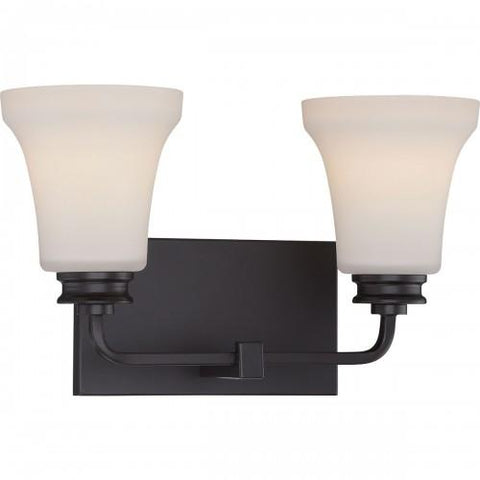 NUVO 62/437 Cody - 2 Light Vanity Fixture with Satin White Glass - LED Omni Included