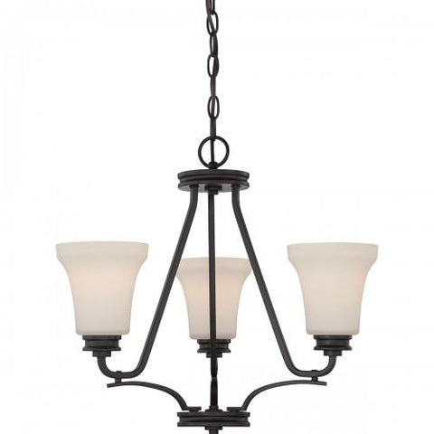 NUVO 62/439 Cody - 3 Light Chandelier with Satin White Glass - LED Omni Included