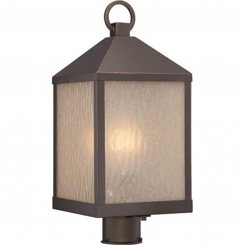 NUVO 62/664 Haven - LED Outdoor Post with Sanded Tea Stain Glass