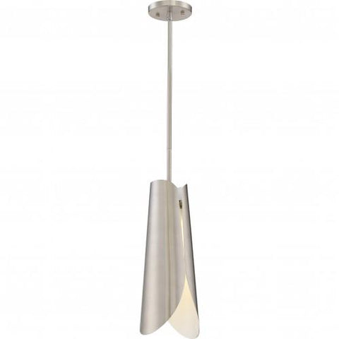 NUVO 62/841 Thorn - Small LED Pendant; Brushed Nickel / White Accent Finish