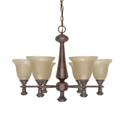 NUVO 60/100 Mericana - 6 Light - 26" - Chandelier - with Amber Water Glass