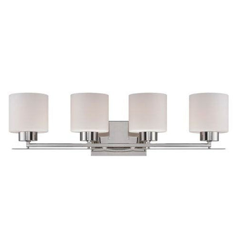 NUVO 60/5204 Parallel - 4 Light Vanity Fixture with Etched Opal Glass